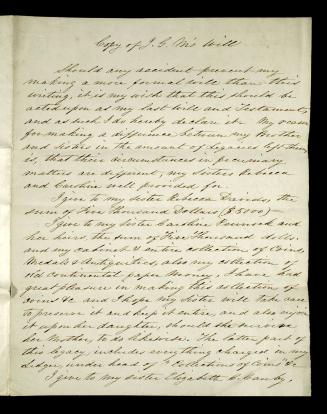 D2006-CMD-1045, (2) 19th-century copy of Jacob Giles Morris' last will and testament

