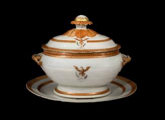 D2010-CMD-007. Tureen in stand. Black background.