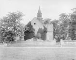 This is a c.1906 photo showing the window before its removal from the east end of Bruton Parish ...