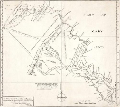 A map of the Northern Neck in Virginia situate betwixt the Rivers Patomack & Rappahanock according to a late Survey Drawn in the Year 1737