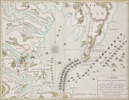 CARTE DE LA PARTIE DE LA VIRGINIE ou L'ARMÉE COMBINÉE DE FRANCE & DES ÉTATS-UNIS DE L'AMÉRIQUE