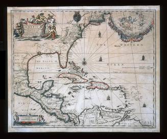 A New Map of the ENGLISH PLANTATIONS in/ AMERICA./ both Continent and Ilands,/ Shewing their true Situation and distance, from/ England or one with another